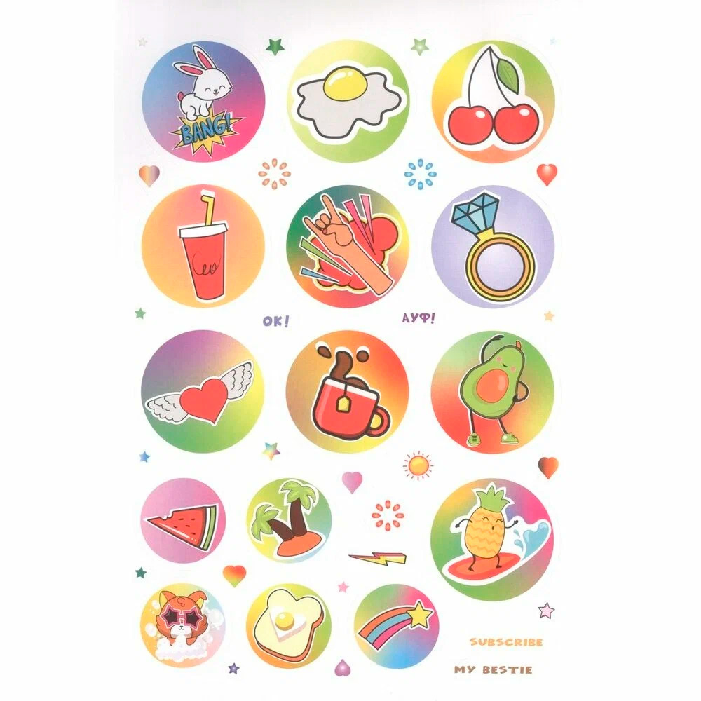 Наклейки WOW Bullet Journal Stickers роз-желт, акула 9785001418085 Наклейки WOW Bullet Journal Stickers роз-желт, акула 9785001418085