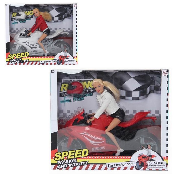Кукла 8459 на мотоцикле в коробке Defa Lucy