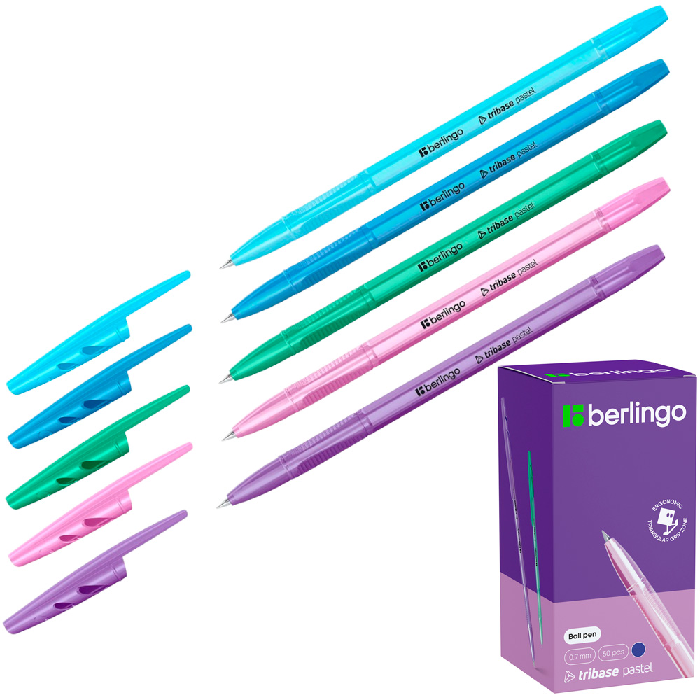 Ручка шарик синий 07,мм СВр_70942 Berlingo Tribase Pastel