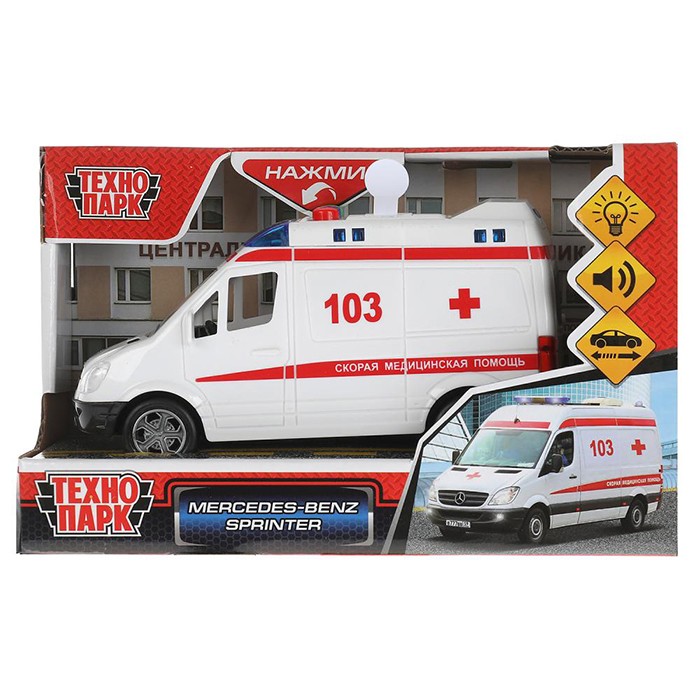 Модель SPRINTERVAN-15PLAMB-WH MERCEDES-BENZ SPRINTER Скорая Технопарк в коробке Модель SPRINTERVAN-15PLAMB-WH MERCEDES-BENZ SPRINTER Скорая Технопарк в коробке