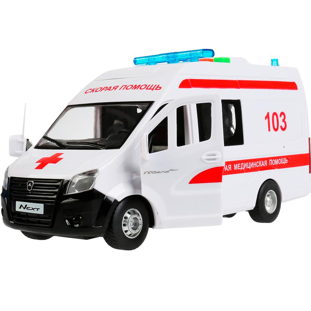 Модель NEXTVAN-22PLAMB-WH ГАЗель NEXT Скорая Технопарк в коробке Модель NEXTVAN-22PLAMB-WH ГАЗель NEXT Скорая Технопарк в коробке