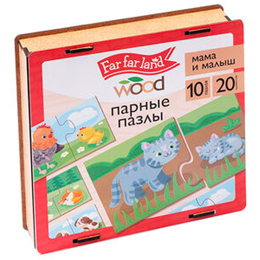 Деревянный Пазл 20 пар Мама и малыш Far far land Wood 04688