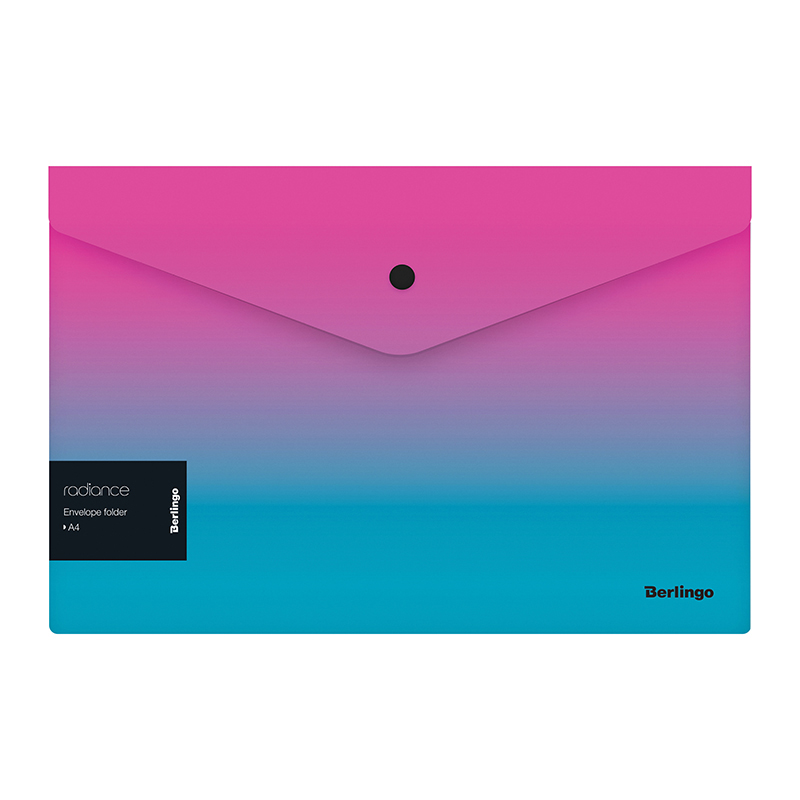 Папка-конверт на кнопке"Radiance"180мкм, розовый/голубой градиент, с рис. Berlingo 299315 .