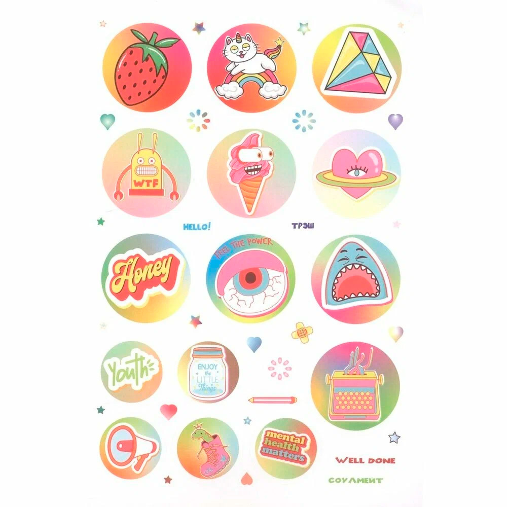 Наклейки WOW Bullet Journal Stickers роз-желт, акула 9785001418085 Наклейки WOW Bullet Journal Stickers роз-желт, акула 9785001418085